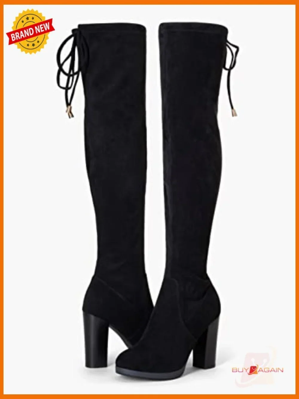Women's Over The Knee Boots Chunky Heel Faux Suede Zip Closure
